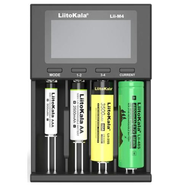 Зарядний пристрій LiitoKala Lii-M4, Black,3.7V/1.2V, AA/AAA, 18650/26650/16340/14500/10440/18500, вимірювання ємності