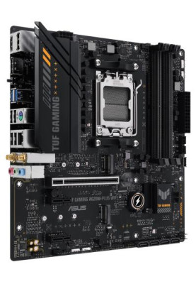 Материнська плата AM5 Asus TUF GAMING A620M-PLUS WIFI, A620, 4xDDR5, Int.Video (CPU), 4xSATA3, 2xM.2, 1xPCI-E 4.0 x16, 2xPCI-E 3.0 x1, Realtek 7.1, Realtek 2.5Gb, WiFi 6, Bluetooth 5.3, 4xUSB3.2/6xUSB2.0, HDMI/2xDP, MicroATX