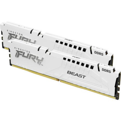 Пам'ять 16Gb x 2 (32Gb Kit) DDR5, 5600 MHz, Kingston Fury Beast, White, 36-38-38, 1.25V, з радіатором (KF556C36BWEK2-32)
