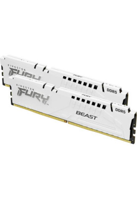 Пам'ять 32Gb x 2 (64Gb Kit) DDR5, 5600 MHz, Kingston Fury Beast, White, 36-38-38, 1.25V, з радіатором (KF556C36BWEK2-64)