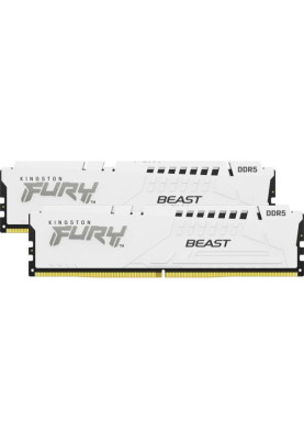 Пам'ять 32Gb x 2 (64Gb Kit) DDR5, 5600 MHz, Kingston Fury Beast, White, 36-38-38, 1.25V, з радіатором (KF556C36BWEK2-64)