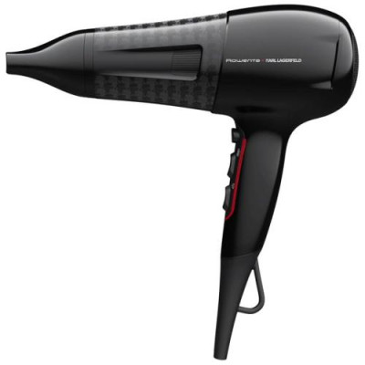Фен Rowenta POWERLINE KARL LAGERFELD CV591LF0, Black, 2100W, 2 швидкості, 3 режими, іонізація, дифузор, концентратор, DC двигун