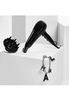 Фен Rowenta POWERLINE KARL LAGERFELD CV591LF0, Black, 2100W, 2 швидкості, 3 режими, іонізація, дифузор, концентратор, DC двигун