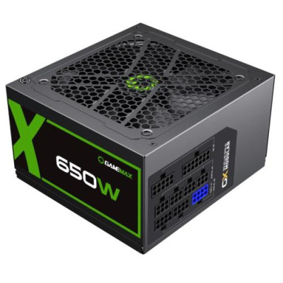 Блок живлення 650 Вт, GameMax GX-650, Black, модульний, 80+ Gold, Active PFC, 12 см, 3xMolex / 6xSATA / 4x6+2-pin / 2x4+4-pin / 1x20+4-pin, захист OVP / UVP / OCP / OLP / OPP / SCP