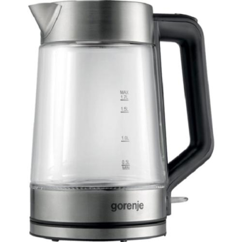 Електрочайник Gorenje K17GED, Steel, 2200W, 1.7л, cкло/нерж сталь, індикатор рівня води
