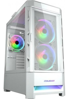 Корпус Cougar Duoface RGB White, без БЖ, EATX / ATX / Micro ATX / Mini ITX, USB 3.0 x2, USB 2.0 x1, RGB підсвічування, 2x140 ARGB, 1x120 ARGB, загартоване скло, 386x230x491 мм