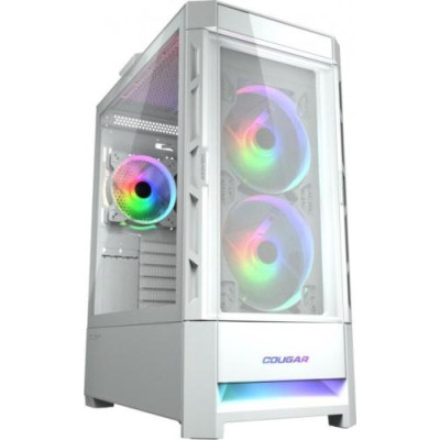 Корпус Cougar Duoface RGB White, без БЖ, EATX / ATX / Micro ATX / Mini ITX, USB 3.0 x2, USB 2.0 x1, RGB підсвічування, 2x140 ARGB, 1x120 ARGB, загартоване скло, 386x230x491 мм