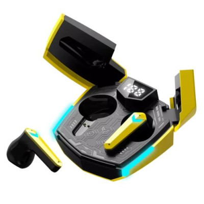 Навушники бездротові Canyon GTWS-2 "DoubleBee", Yellow, Bluetooth 5.3, мікрофон, динаміки 13 мм, зарядний бокс з LED дисплеєм (CND-GTWS2Y)