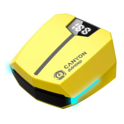 Навушники бездротові Canyon GTWS-2 "DoubleBee", Yellow, Bluetooth 5.3, мікрофон, динаміки 13 мм, зарядний бокс з LED дисплеєм (CND-GTWS2Y)