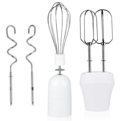 Блендер Liberton LHB-0302 White, 600W, занурювальний, плавне регулювання швидкості, аксесуари: вінчик для збивання, мірний стакан (600мл), чаша подрібнювача (400мл), насадка-міксер із двома вінчиками, гаки для замішування тіста