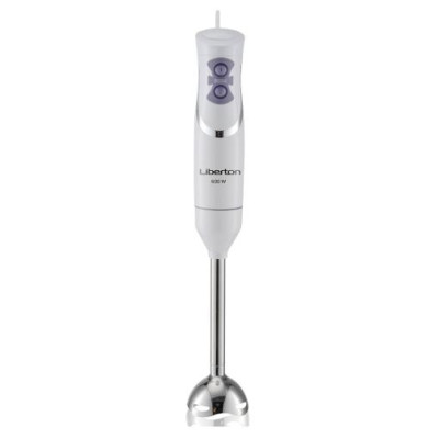 Блендер Liberton LHB-0302 White, 600W, занурювальний, плавне регулювання швидкості, аксесуари: вінчик для збивання, мірний стакан (600мл), чаша подрібнювача (400мл), насадка-міксер із двома вінчиками, гаки для замішування тіста