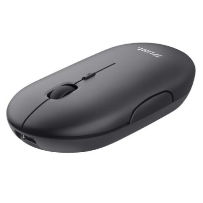 Миша бездротова Trust Puck, Black, USB (2.4GHz) / Bluetooth, оптична, 800 - 1600 dpi, 4 кнопки, гніздо для зберігання приймача, акумулятор (24059)