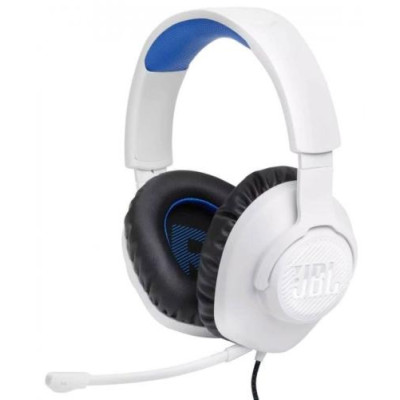Навушники JBL Quantum 100P Console, White, 3.5 мм, мікрофон, динаміки 40 мм, технологія "QuantumSOUND Signature", 1.2 м (JBLQ100PWHTBLU)