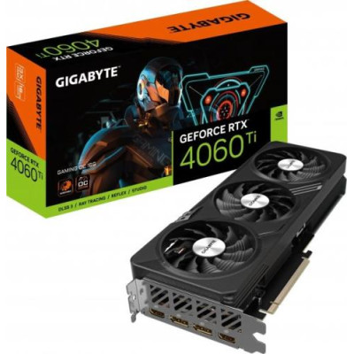 Відеокарта GeForce RTX 4060 Ti, Gigabyte, GAMING OC, 16Gb GDDR6, 128-bit, 2xHDMI/2xDP, 2595/18000 MHz, 8-pin (GV-N406TGAMING OC-16GD)