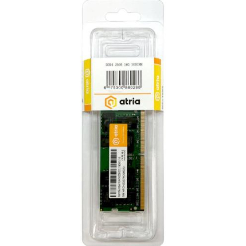 Пам'ять SO-DIMM, DDR4, 16Gb, 2666 MHz, Atria, 1.2V, CL19 (UAT42666CL19SK1/16)
