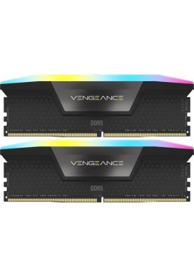 Пам'ять 32Gb x 2 (64Gb Kit) DDR5, 6400 MHz, Corsair Vengeance RGB, Black, 32-40-40-84, 1.4V, з радіатором (CMH64GX5M2B6400C32)