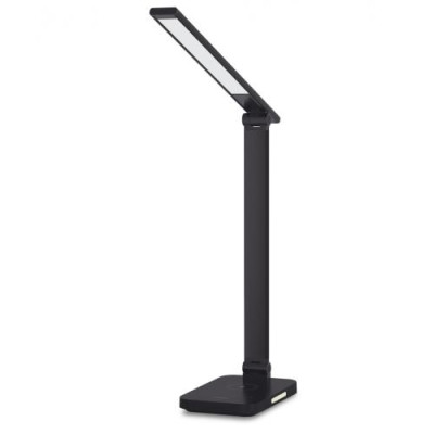 Лампа настільна LED Videx TF17B, Black, 18 Вт, 500 лм, 1800K - 6500K, бездротова зарядка (8 Вт), сенсорне керування, USB, IP20 (VL-TF17B)