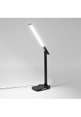 Лампа настільна LED Videx TF17B, Black, 18 Вт, 500 лм, 1800K - 6500K, бездротова зарядка (8 Вт), сенсорне керування, USB, IP20 (VL-TF17B)