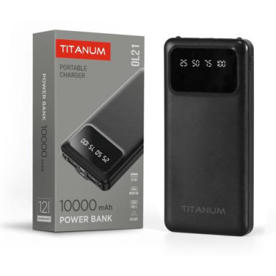 Універсальна мобільна батарея 10000 mAh, Titanum OL21, Black, 2xUSB, LED ліхтарик (TPB-OL21-B)