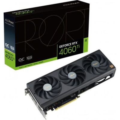 Відеокарта GeForce RTX 4060 Ti, Asus, ProArt OC, 16Gb GDDR6, 128-bit, HDMI/3xDP, 2685/18000 MHz, 8-pin (PROART-RTX4060TI-O16G)