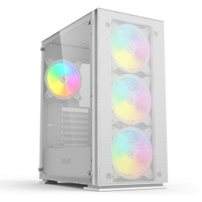 Корпус 2E Gaming Virtus Neo Tempered Glass White, без БЖ, Mid Tower, для ATX / Micro ATX / Mini ITX, 2xUSB 2.0, 1xUSB 3.0, 1x120 ARGB Fan, 3x140 ARGB Fan, бічна панель із загартованого скла (2E-G3301NW)