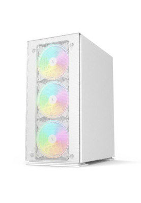 Корпус 2E Gaming Virtus Neo Tempered Glass White, без БЖ, Mid Tower, для ATX / Micro ATX / Mini ITX, 2xUSB 2.0, 1xUSB 3.0, 1x120 ARGB Fan, 3x140 ARGB Fan, бічна панель із загартованого скла (2E-G3301NW)