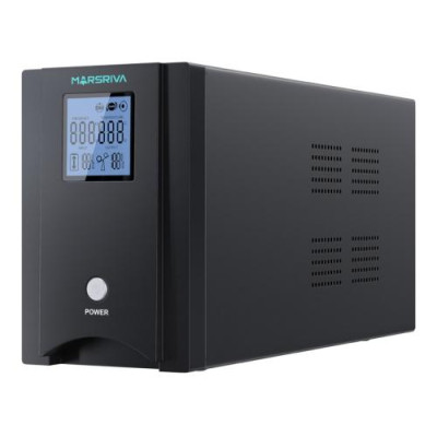 Джерело безперебійного живлення Marsriva MR-UF1000P Black, 1000VA, 800 Вт, чиста синусоїда, 2 розетки, батарея 2x12В/7Аг, USB