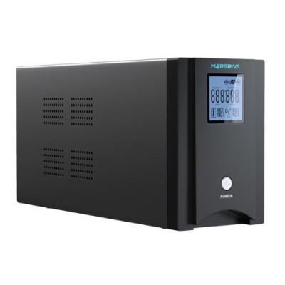 Джерело безперебійного живлення Marsriva MR-UF1000P Black, 1000VA, 800 Вт, чиста синусоїда, 2 розетки, батарея 2x12В/7Аг, USB