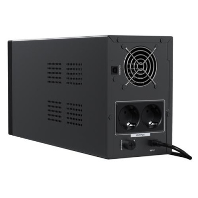 Джерело безперебійного живлення Marsriva MR-UF1000P Black, 1000VA, 800 Вт, чиста синусоїда, 2 розетки, батарея 2x12В/7Аг, USB