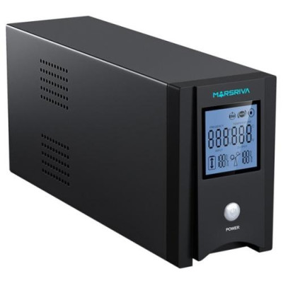 Джерело безперебійного живлення Marsriva MR-UF600P Black, 600VA, 360 Вт, чиста синусоїда, 2 розетки, батарея 1x12В/7Аг, RS-232