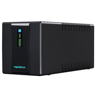 Джерело безперебійного живлення Marsriva MR-UF1200 Black, 1200VA, 720 Вт, апроксимована синусоїда, 4 розетки, батарея 2x12В/7.5Аг
