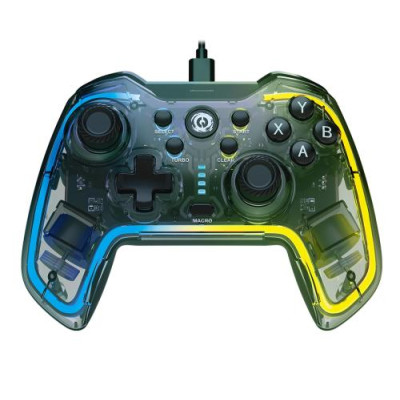 Геймпад Canyon GP-02 "Brighter", Blue/Yellow, для ПК / PS3 / Android / Nintendo Switch, 22 кнопки (12 програмованих), подвійна вібрація, RGB підсвічування, 2 м (CND-GP02)