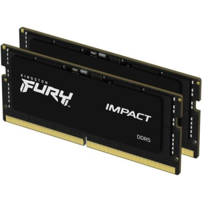 Пам'ять SO-DIMM, DDR5, 16Gb x 2 (32Gb Kit), 6000MHz, Kingston Fury Impact, 1.35V, 38-38-38 (KF560S38IBK2-32)