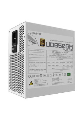 Блок живлення 850 Вт, Gigabyte UD850GM PG5W, White, модульний, 80+ Gold, 120 мм, 4xMolex / 8xSATA / 4x6+2-pin / 1x16-pin / 2x4+4-pin / 1x20+4-pin, захист OVP / OPP / SCP / UVP / OCP / OTP (GP-UD850GM PG5W)