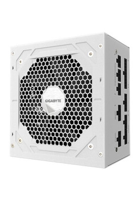 Блок живлення 850 Вт, Gigabyte UD850GM PG5W, White, модульний, 80+ Gold, 120 мм, 4xMolex / 8xSATA / 4x6+2-pin / 1x16-pin / 2x4+4-pin / 1x20+4-pin, захист OVP / OPP / SCP / UVP / OCP / OTP (GP-UD850GM PG5W)