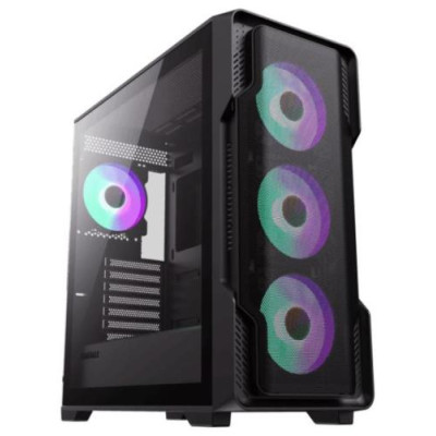 Корпус GameMax Siege BK Black, без БЖ, Mid Tower, EATX / ATX / Micro ATX / Mini-ITX, 1хUSB 3.0, 2хUSB 2.0, 4x120 мм АRGB, 465x210x485 мм, 0.6 мм