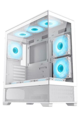 Корпус GameMax Vista AW White, без БЖ, Mid Tower, EATX / ATX / Micro ATX / Mini-ITX, 2xUSB 2.0, 1xUSB 3.0, 1x Type-C, 6x120 мм ARGB, 485x210x433 мм, 0.6 мм, 8.5 кг