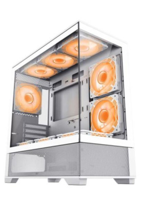 Корпус GameMax Vista MW White, без БЖ, Mid Tower, Micro ATX / Mini-ITX, 2xUSB 2.0, 1xUSB 3.0, 485x210x433 мм, 0.6 мм, 7.45 кг