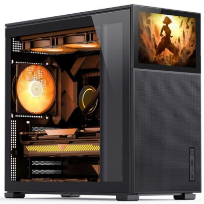 Корпус Jonsbo D41 MESH SCREEN, Black, без БЖ, Mini Tower, для ATX / Micro ATX, 8" TFT екран (1280x800, 60 Гц), 1xUSB 3.0 / 1xType-C 3.2, макс. CPU - 168 мм / VGA - 400 мм, бічна панель із загартованого скла