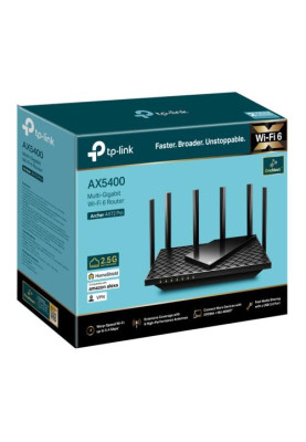 Роутер TP-Link Archer AX72 Pro, Black, WiFi 6 (2.4GHz до до 574 Мбіт/с / 5GHz до до 4804 Мбіт/с), 1x2.5GWAN / 1xGWAN / 4xGLAN, USB 3.0, 6 незнімних антен