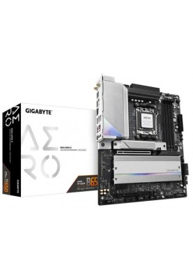 Материнська плата AM5 Gigabyte B650 AERO G, B650, 4xDDR5, Int.Video (CPU), 4xSATA3, 3xM.2, 1xPCI-E 4.0 x16, 1xPCI-E 4.0 x16(x4), 1xPCI-E 3.0 x16(x1), ALC1220-VB, Intel 2.5Gb, Wi-Fi 6E+BT5.2, 8xUSB3.2/6xUSB2.0, HDMI/Type-C (DP1.4), ATX