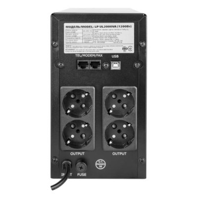 Джерело безперебійного живлення LogicPower LP-UL2000VA 1200Вт 4 розетки, USB/SNMP, черный корпус, апроксимована синусоїда (16155)