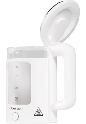 Електрочайник Liberton LEK-6830, White, 1500W, 1.7л, дисковий, подвійна стінка (нержавіюча сталь+скло), LED-підсвічування, автовідключення, індикатор включення, відкривання кришки ручне, шкала рівня води внутрішня