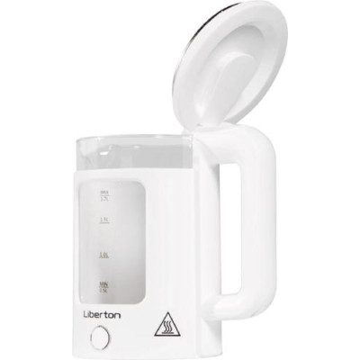 Електрочайник Liberton LEK-6830, White, 1500W, 1.7л, дисковий, подвійна стінка (нержавіюча сталь+скло), LED-підсвічування, автовідключення, індикатор включення, відкривання кришки ручне, шкала рівня води внутрішня