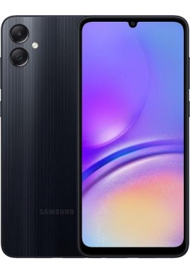 Смартфон Samsung Galaxy A05, Black, 2 Nano-SIM, 6.7" (1600x720, PLS), MediaTek Helio G85 (2x2.0+6x1.8 GHz), Mali-G52 MP2, 4GB, 128GB, microSD, 50Mp + 2Mp + 8Mp, 4G, WiFi, BT, Type-C, 5000 mAh, Android 13 (SM-A055FZKGSEK)