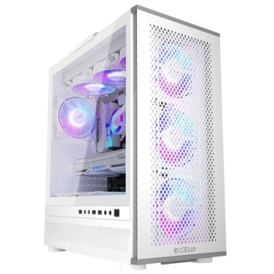 Корпус PcCooler ME200 MESH, White, Full Tower, без БЖ, для E-ATX / ATX / Micro ATX / Mini ITX, 1xUSB 3.0 / 2xUSB 2.0, макс. CPU - 180 мм / GPU - 380 мм, 3x120 мм ARGB, бічна панель із загартованого скла