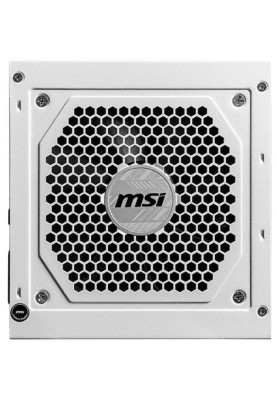 Блок живлення 850 Вт, MSI MAG A850GL PCIE5, White, модульний, 80+ Gold, Active PFC, 12 см FBD, 4xMolex / 8xSATA / 1x16-pin / 4x6+2-pin / 2x4+4-pin / 1x20+4-pin, захист OCP/OVP/OPP/OTP/SCP/UVP