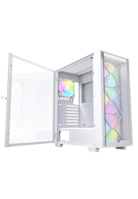Корпус Montech AIR 1000 PREMIUM, White, Mid Tower, без БЖ, для ATX / Micro ATX / Mini ITX, 2xUSB 3.0 / 1xUSB 2.0, макс. CPU - 170 мм / GPU - 340 мм, 3x140 мм ARGB / 1x120 мм ARGB, бічна панель із загартованого скла