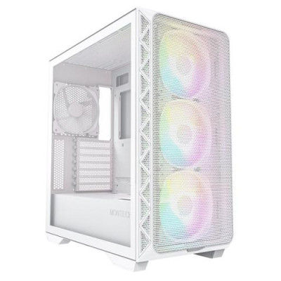 Корпус Montech AIR 903 MAX, White, Mid Tower, без БЖ, для E-ATX / ATX / Micro ATX / Mini ITX, 2xUSB 3.0 / 1xType-C, макс. CPU - 180 мм / GPU - 400 мм, 3x140 мм ARGB / 1x140 мм, бічна панель із загартованого скла, хаб ARGB & PWM у комплекті