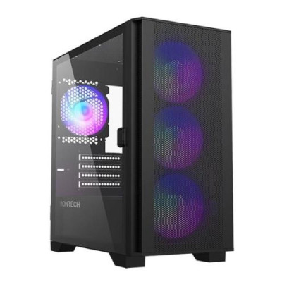 Корпус Montech AIR 100 ARGB, Black, Mini Tower, без БЖ, для Micro ATX / Mini ITX, 2xUSB 3.0 / 1xUSB 2.0, макс. CPU - 161 мм / GPU - 330 мм, 4x120 мм ARGB, бічна панель із загартованого скла